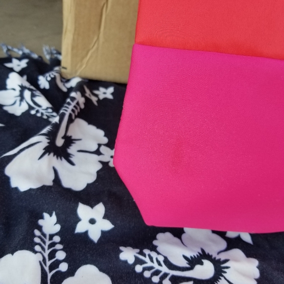 Lancome Makeup Orange and Pink Lined Large Canvas Tote Bag - Picture 9 of 12